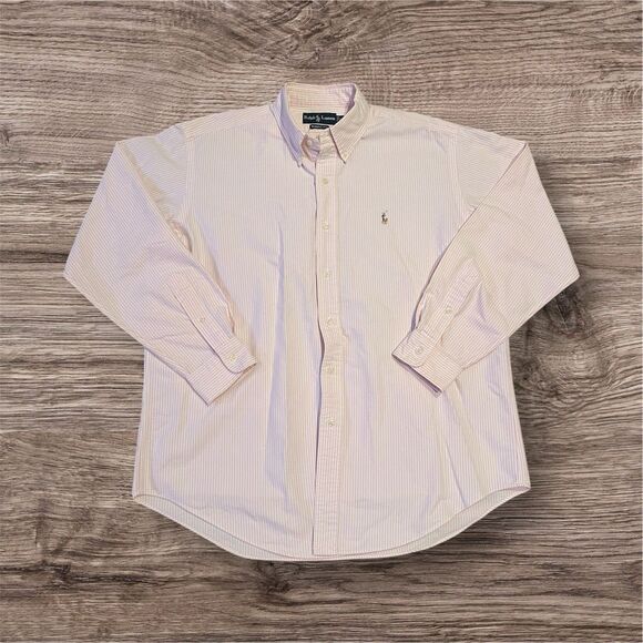 Ralph Lauren Other - Ralph Lauren Classic Fit Button Up Pink White Stripe Pony Shirt Mens Size Large